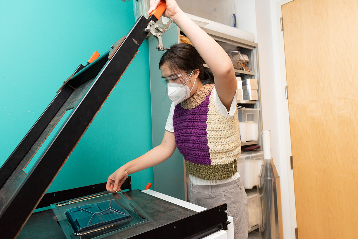 Annie boldly doing some (bad) vacuum forming